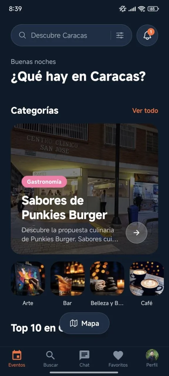 Feed de eventos de Caracas en Spotz